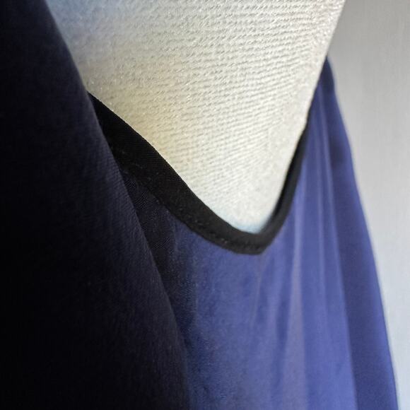 ROBERT RODRIGUEZ | Navy Silk Ruffle High Neck Flutter Tank Blouse | Size Small - Picture 4 of 6